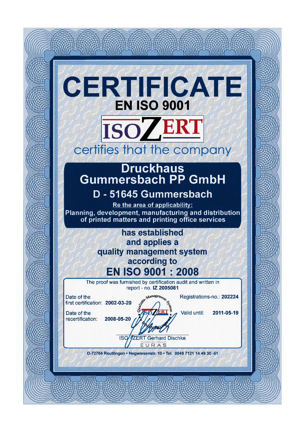 Certificate ISO 9001:2010