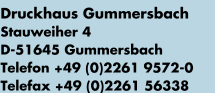 Druckhaus Gummersbach - Industriegebiet Stauweiher, D-51645 Gummersbach